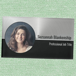 Badge D'identification Photo Faux Metallic Professional Argent Flare