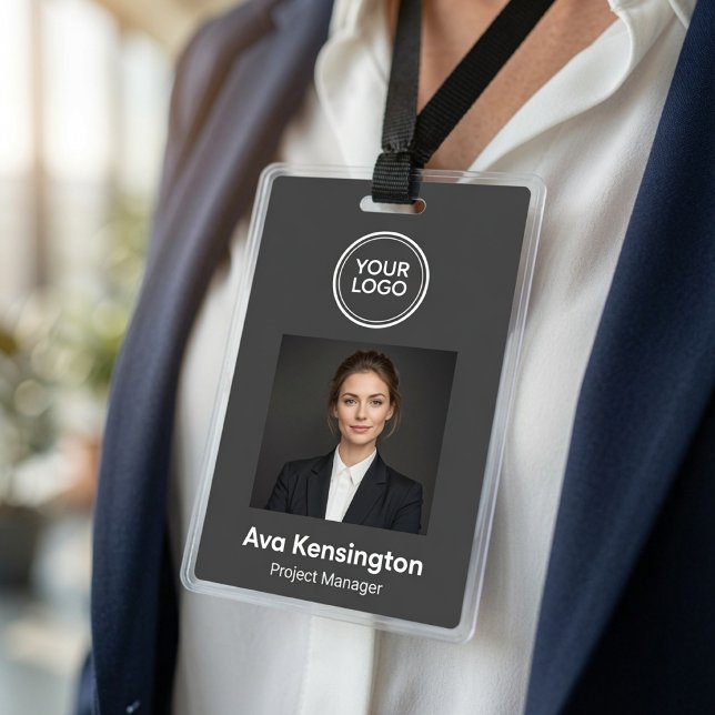 Badge d'identification photo personnalisé avec log (Créateur téléchargé)