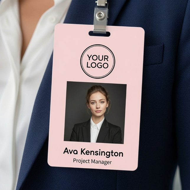 Badge d'identification photo personnalisé avec log (Créateur téléchargé)