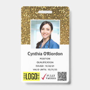 Badge d'identification photo QR code à paillettes