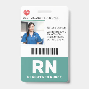 Badge d'identification photo sarcelle pour le pers