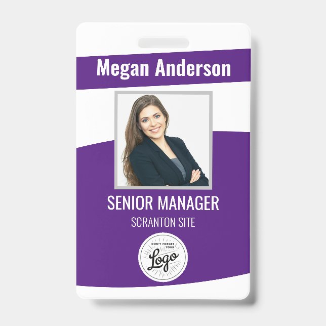 Badge d'identification photo violet mignon pour em (Avant)
