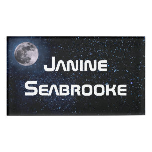 Badge D'identification Photographie - ciel nocturne avec la Pleine lune +