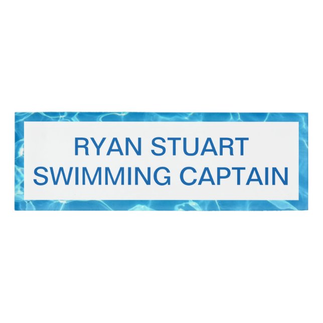 Badge D'identification Piscine bleu étincelante Eau bleue modifiable (Devant)