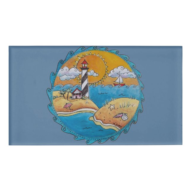 Badge D'identification Plage d'été amusant soleil bord de mer côte (Devant)