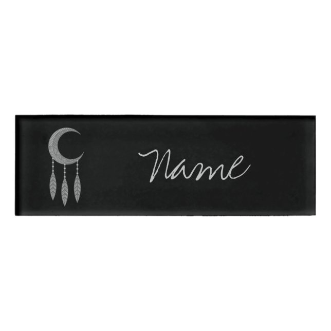 Badge D'identification Plumes de lune de croissant d'argent Thunder_Cove  (Devant)