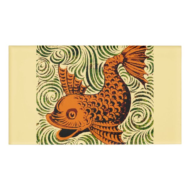 Badge D'identification Poisson Antique Carrelage Ancien art (Devant)