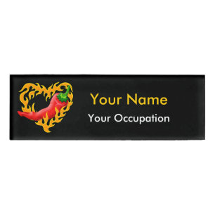 Badge D'identification Poivre chili au coeur de flamme