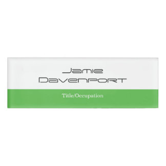 Badge D'identification Pomme Vert Blanc Minimal Moderne Gras