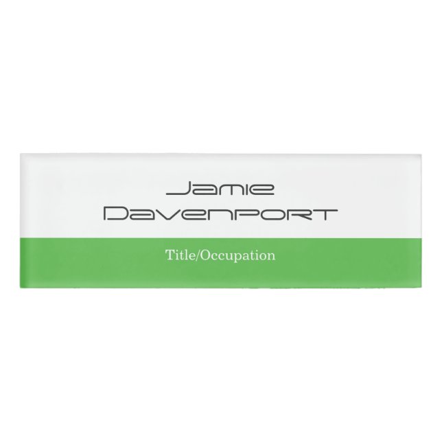 Badge D'identification Pomme Vert Blanc Minimal Moderne Gras (Devant)