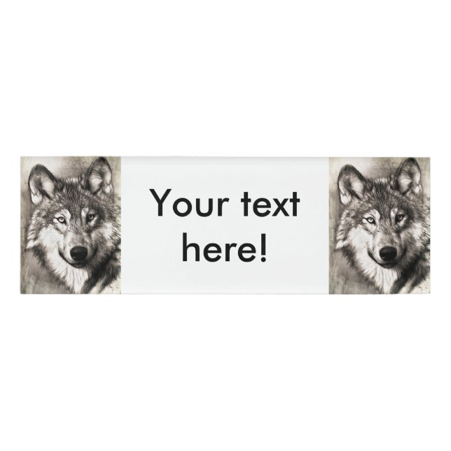 Badge D'identification Portrait de loup (Devant)