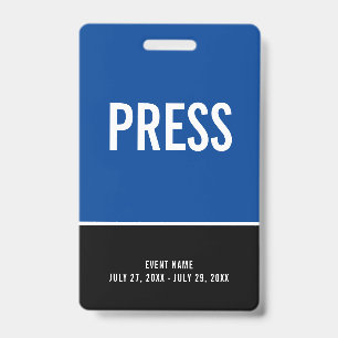 Badge d'identification Press All Access Pass Bleu 
