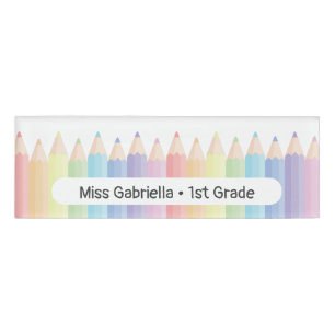 Badge D'identification Professeur Magnétique Pastel Rainbow Personnalisé