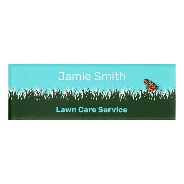 Badge D'identification Professional Lawn Service Lawn Silhouette (Devant)