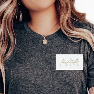 Badge D'identification Professionnel Blanc et Or Moderne Personnalisé Mag