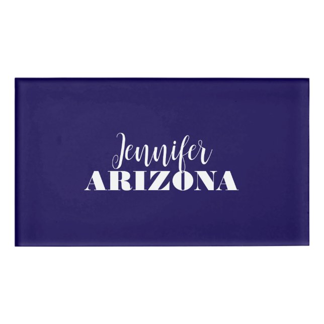 Badge D'identification Professionnel élégant moderne minimaliste bleu fon (Devant)