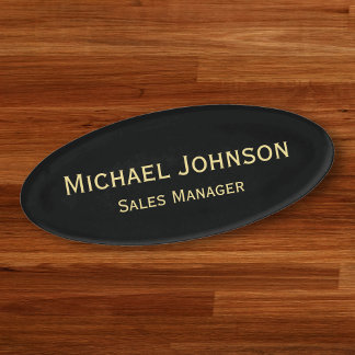 Badge D'identification Professionnel Gold Black Office Business Magnétiqu