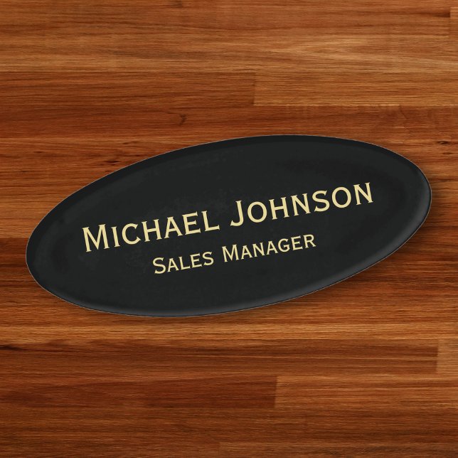 Badge D'identification Professionnel Gold Black Office Business Magnétiqu (Professional Gold Black Office Business Magnetic Name Tag)