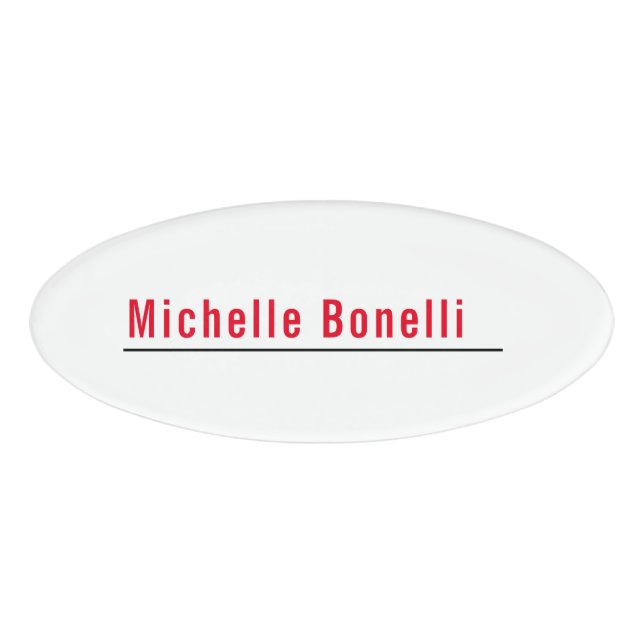 Badge D'identification Professionnel Minimaliste Simple Blanc Moderne Pla (Devant)