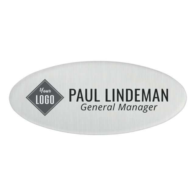 Badge D'identification Professionnel Silver Chrome Entreprise Logo Employ (Devant)