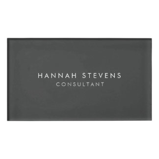 Badge D'identification Professionnel Simple Moderne Minimaliste Gris