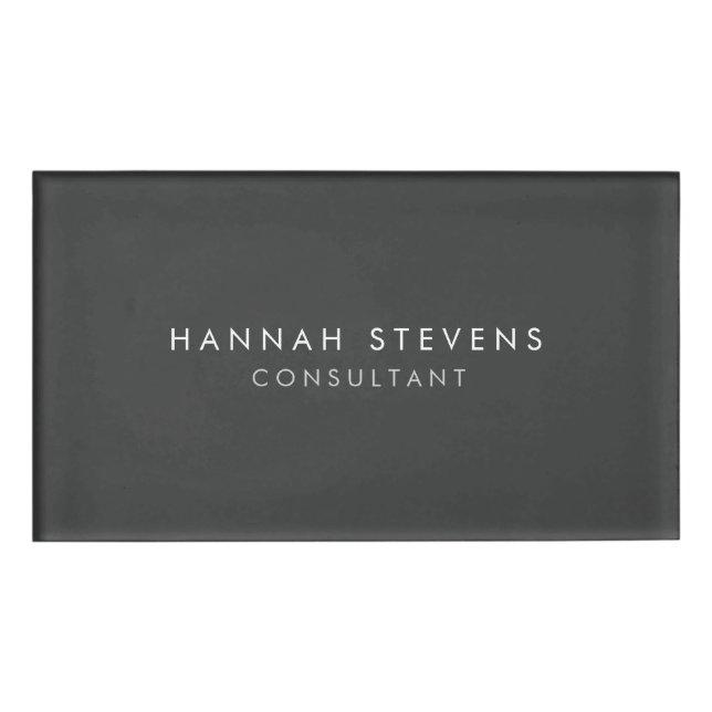 Badge D'identification Professionnel Simple Moderne Minimaliste Gris (Devant)