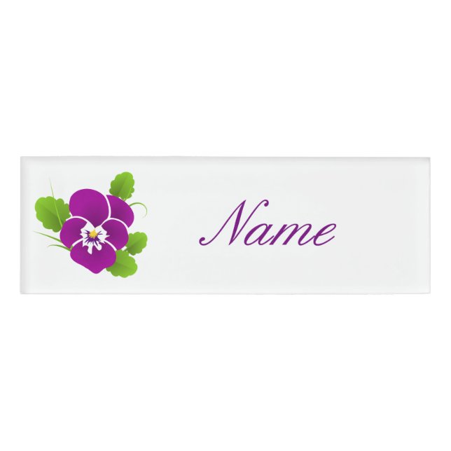 Badge D'identification Purple Pansy Flower Thunder_Cove (Devant)