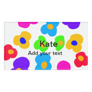 Badge D'identification Rainbow flower pride amour ajouter nom texte lqbtq