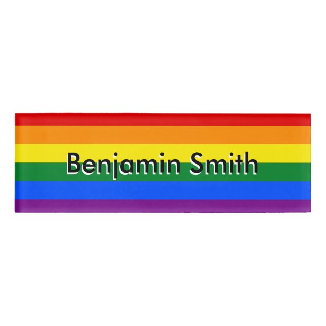 Badge D'identification RAINBOW & STARS LGBT COLORS + vos idées (Devant)