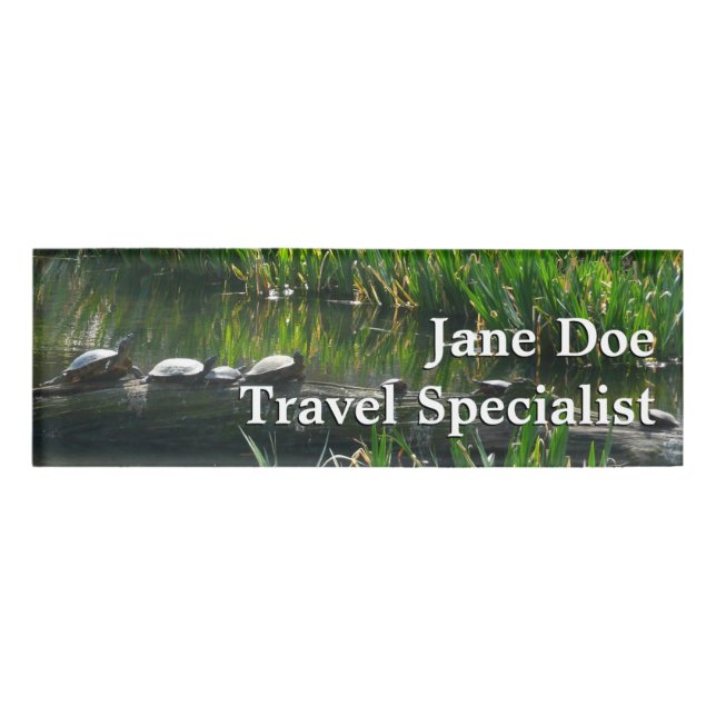 Badge D'identification Rangée de tortues Green Nature Photo (Devant)