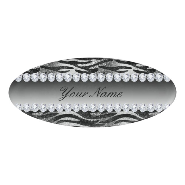 Badge D'identification Rayures noires de zèbre d'aluminium de Faux sur (Devant)
