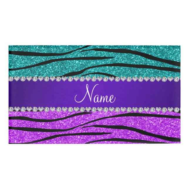 Badge D'identification Rayures pourpres au néon nommées de zèbre de (Devant)
