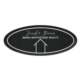 Badge D'identification Real Estate Modern Black White Custom