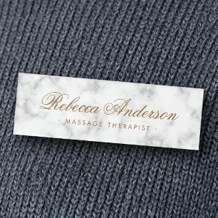 Badge D'identification Regard luxueux en marbre blanc écriture chic