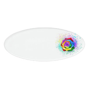 Badge D'identification Rose arc-en-ciel coloré