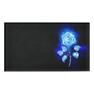 Badge D'identification Rose bleu brûlant