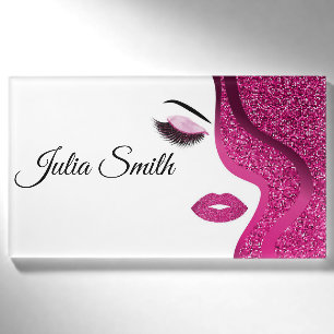 Badge D'identification Rose foncé moderne avec effet Parties scintillant