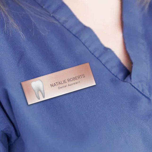 Badge D'identification Rose Gold Dental Assistant Dentiste White Tooth (Créateur téléchargé)