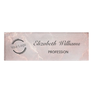 Badge D'identification Rose Gold Encre Marbre