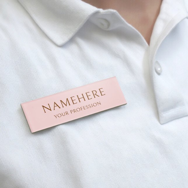 Badge D'identification Rose Pâle Élégant Simple Minimal Moderne (Créateur téléchargé)