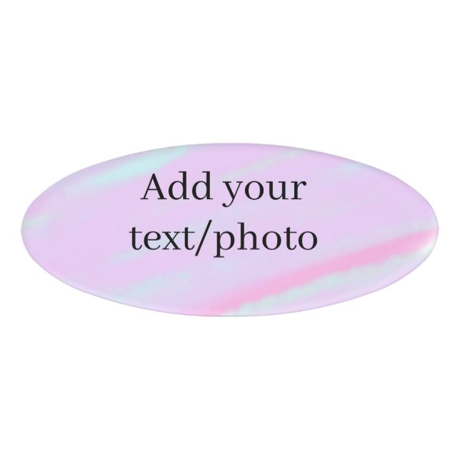 Badge D'identification Rose pastel vert ajouter photo texte aquarelle rét (Devant)