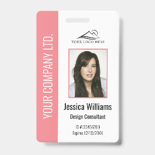 Badge d'identification rose pour employé d'entrepr