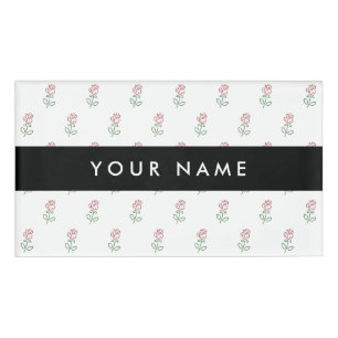 Badge D'identification Roses Rouges, Motif De Roses, Votre Nom
