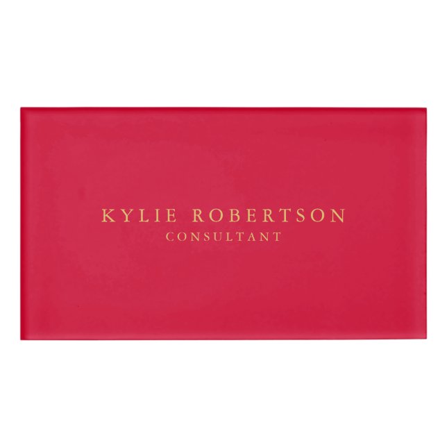 Badge D'identification Rouge Cerise & Or Couleurs Professionnel Tendance  (Devant)