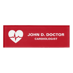 Badge D'identification Rouge moderne de cardiologue de cardiologie