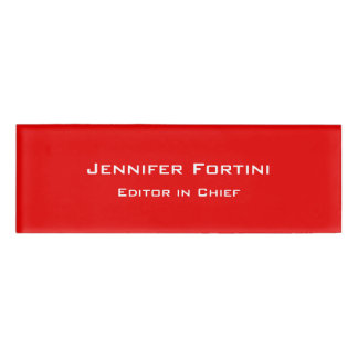 Badge D'identification Rouge Plain élégant minimaliste moderne