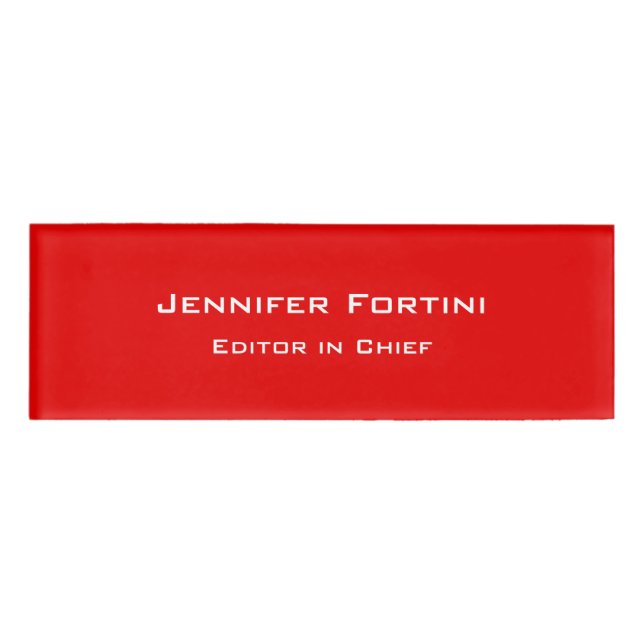 Badge D'identification Rouge Plain élégant minimaliste moderne (Devant)