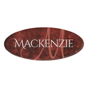 Badge D'identification Ruby Crimson Rouge Monogramme classique de grung