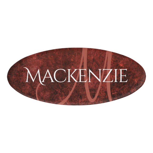 Badge D'identification Ruby Crimson Rouge | Monogramme classique de grung (Devant)