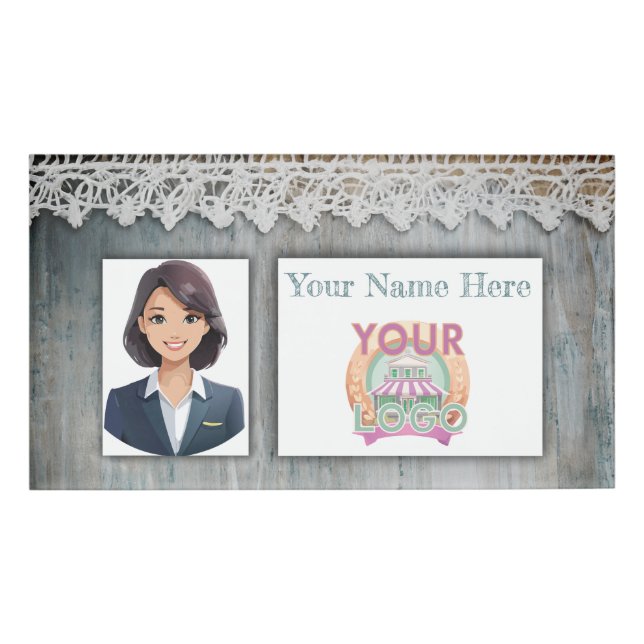Badge D'identification Rustic Grange Boho Boutique Cowgirl Chic Logo (Devant)
